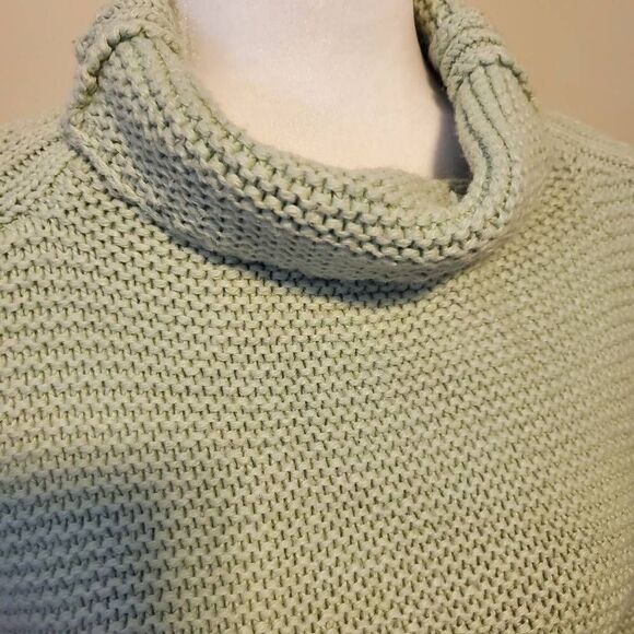 Leith Light Green Cotton Blend Turtleneck Sweater S - Picture 6 of 10